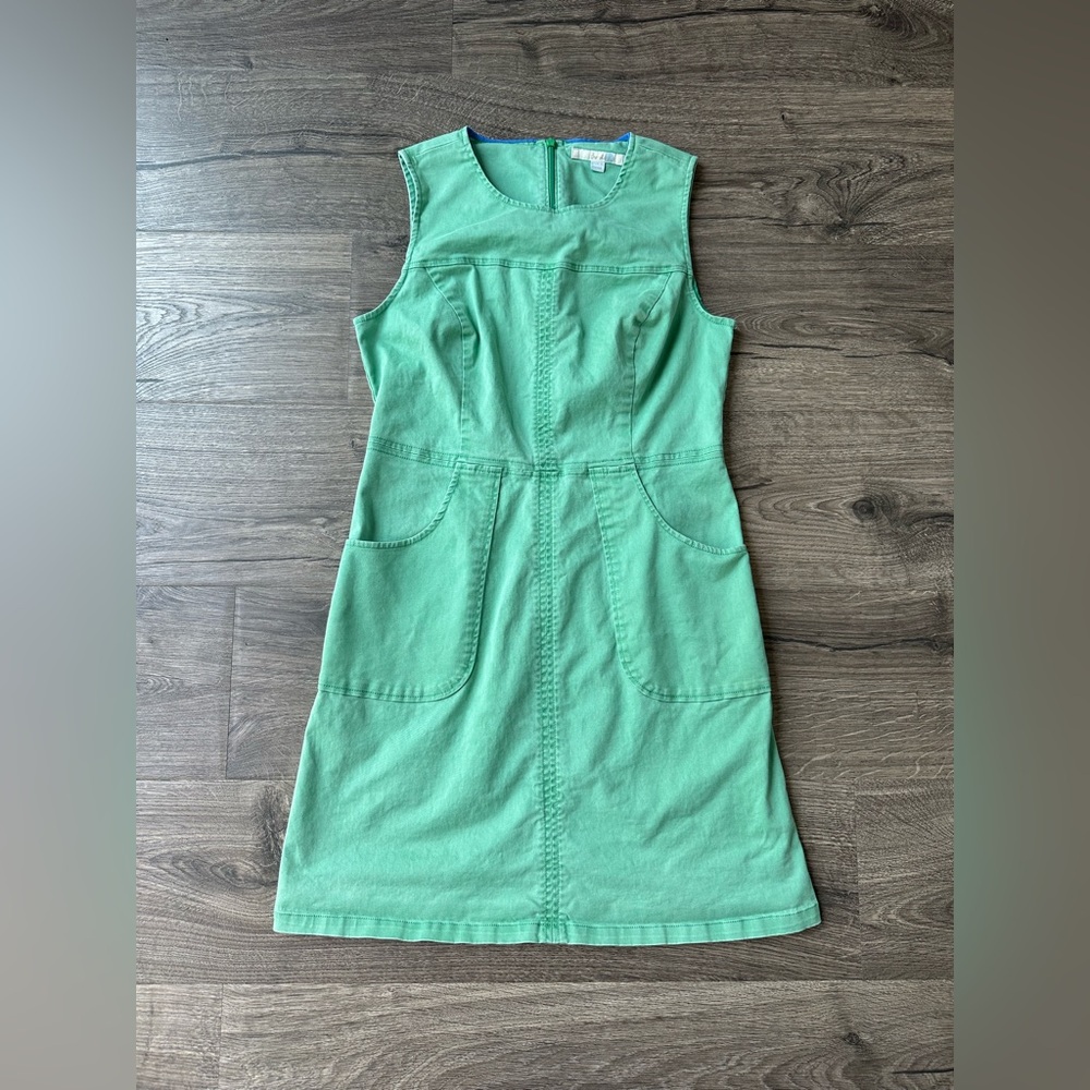 Boden Tamara Green Shift Sleeveless Pocket Dress 4P Petite Anthropologie Easter